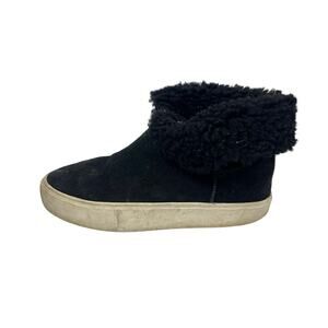 UGG Lynus Women's Black Suede Sheepskin Cuff Round Toe Sneakers Ankle Boots 7.5